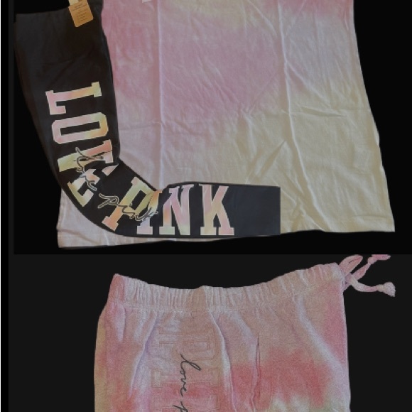 NEW VICTORIAS SECRET PINK FREYA TIE DYE TEE SHIRT & SHORTS (OR LEGGINGS) XS-XXL - Picture 11 of 12